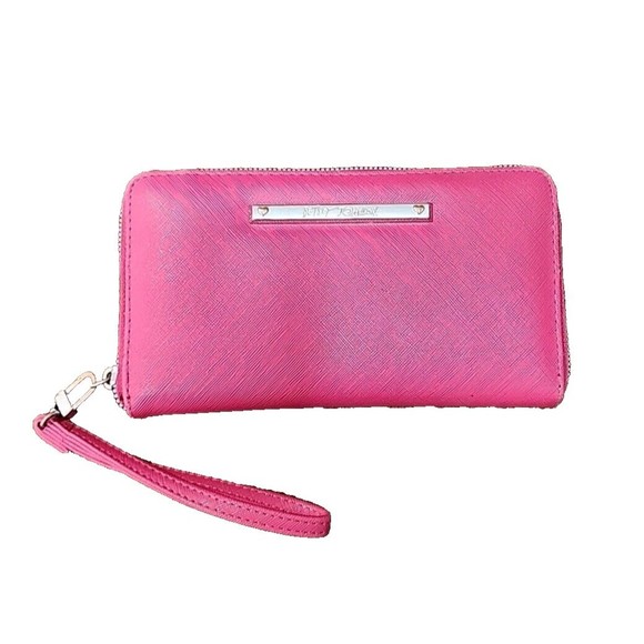 Betsey Johnson Wallet Wristlet Zip Around Purse Pink 8"x5" - Picture 1 of 9